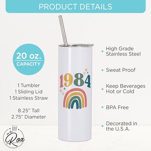 40th Birthday Tumbler Gifts For Women, Men - 20oz 1984 Tumbler Cup Gifts For Her