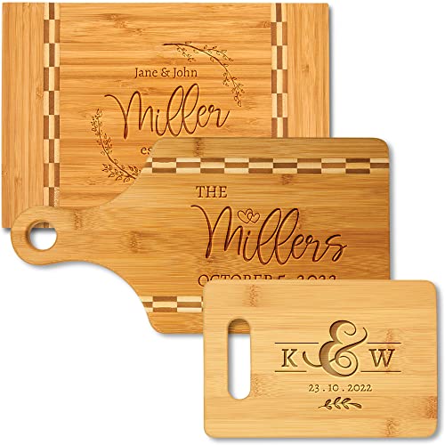 Personalized Wedding Gifts for Couples - Personalized Cutting Board - Custom Bamboo Cutting Board - Engraved Cutting Board - Customizable Housewarming Gifts - 3 Sizes/Designs To Choose From