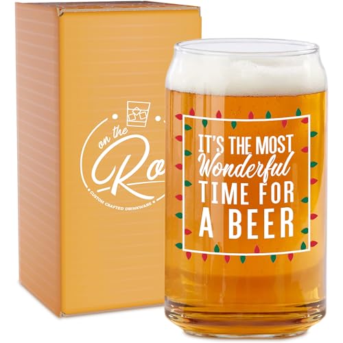 Monogram Beer Glasses for Men (A-Z) 16 oz - Beer Gifts for Men Brother Son Dad Neighbor - Unique Gifts for Him - Personalized Drinking Gift Beer