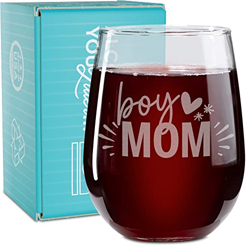 Mom of Boys Engraved Wine Tumbler