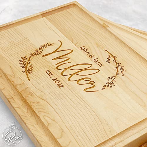 Personalized Gifts for Couples - Custom Engraved 12x8.25" Maple Cutting Board - 6 Designs - Wood Wedding Gifts with Initials - Handmade Wooden Charcuterie Boards by On The Rox