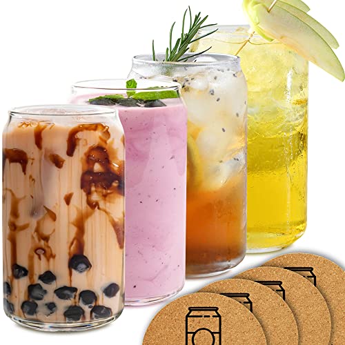 Beer Glasses, Can Shaped Glass Pint Drinking Glass Cups for Juice