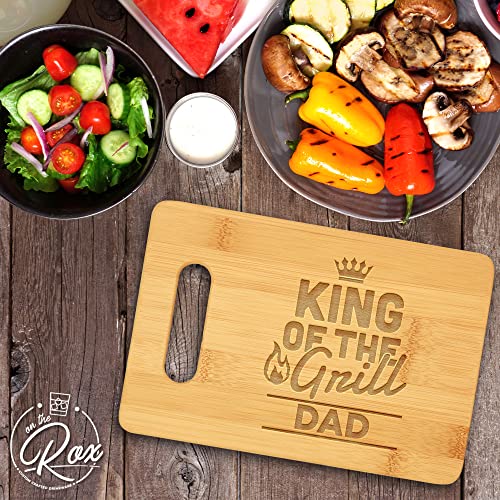 On The Rox Gifts for Dad - Beer and BBQ Cutting Board (9”x6”) - Personalized Gifts for Men - Engraved Bamboo Board for Grill Fathers, Papa, Stepdad - Best Dad Ever Birthday, Fathers' Day Gifts