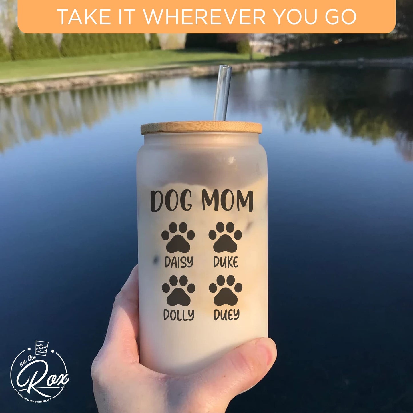 Personalized Dog Mom Gifts For Women - Custom 16oz Frosted Beer Can Glass With Dog Names - Dog Mom Gifts for Mother’s Day, Birthday Gift for Fur Mama  - 1PC With Bamboo Lid And Straw