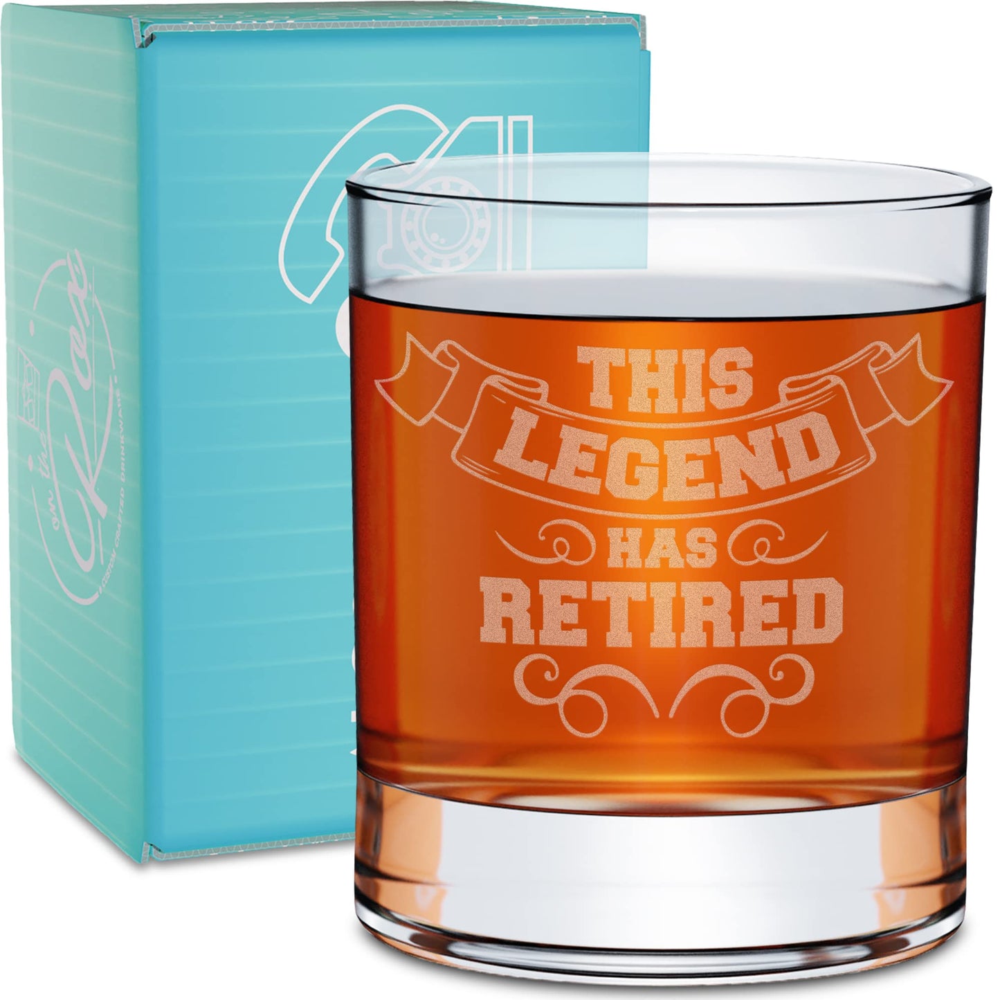 On The Rox Retirement Gifts For Men - Permanently Engraved 11 oz Glass - “This Legend Has Retired” Funny Retirement Gag Gift Idea- Wish A Happy Retirement for a Coworker/Boss/Friend