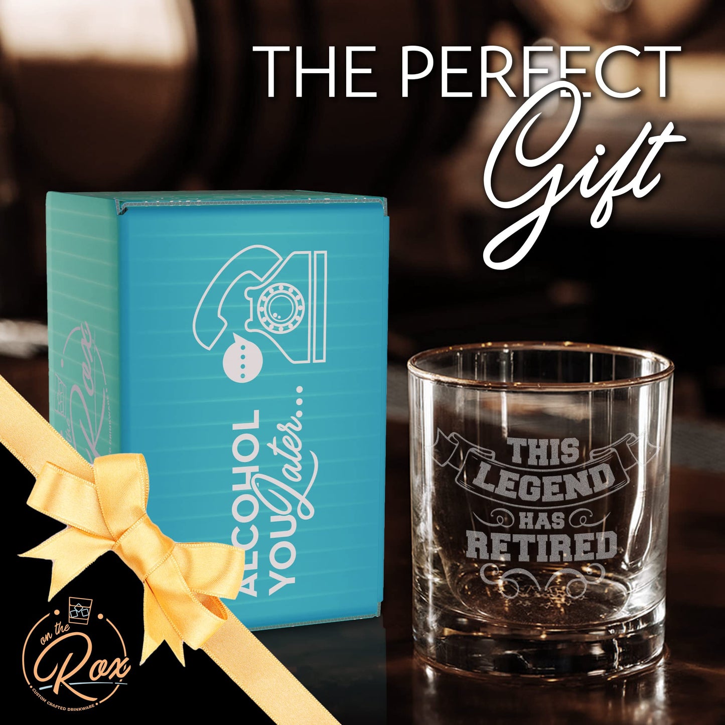 On The Rox Retirement Gifts For Men - Permanently Engraved 11 oz Glass - “This Legend Has Retired” Funny Retirement Gag Gift Idea- Wish A Happy Retirement for a Coworker/Boss/Friend