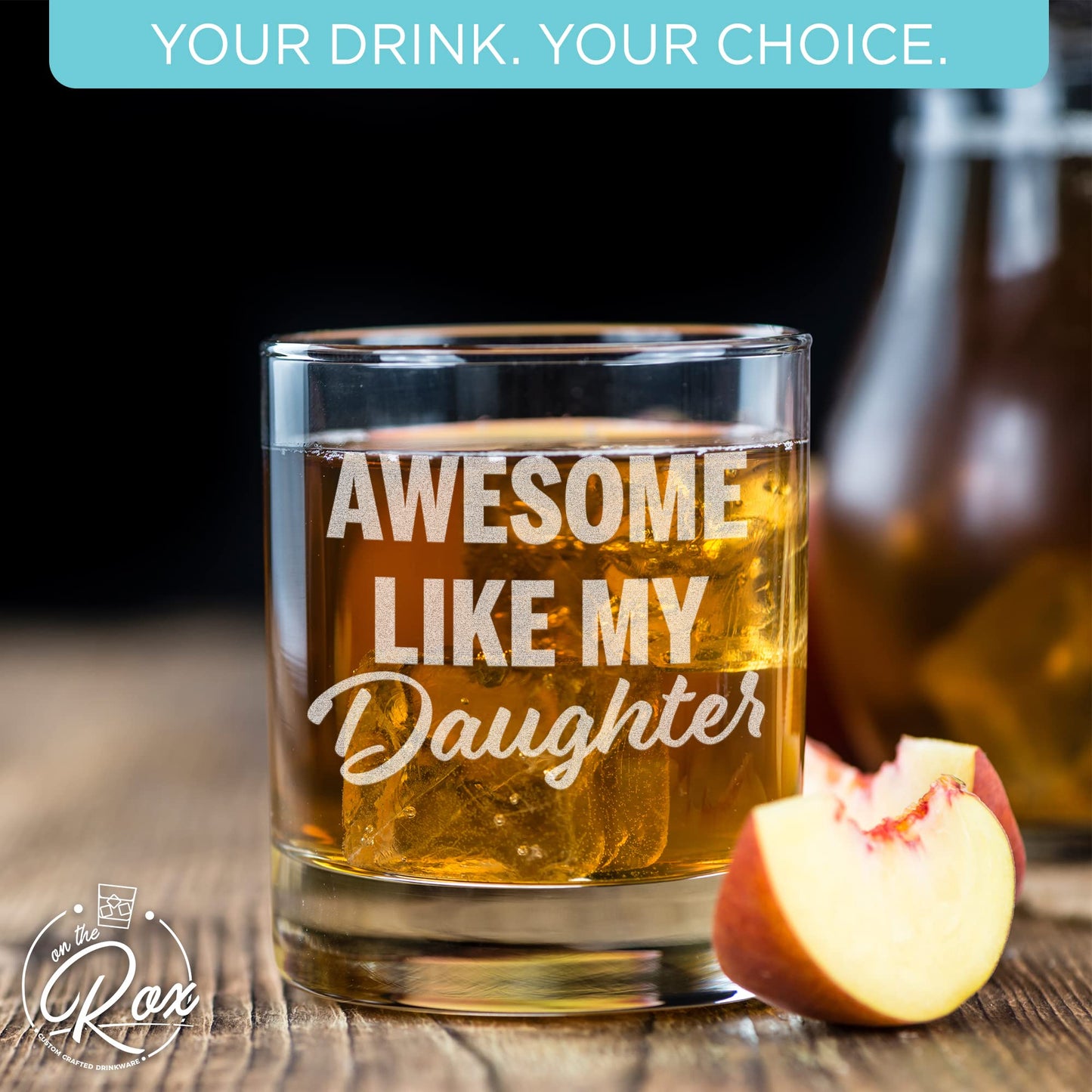 Whiskey Gifts for Dad- 11 Oz "Awesome Like My Daugther" Engraved Whiskey Glass - Father's Day Gifts, Dad Birthday Gifts From Daughter, Wife or Son - Dad Bourbon Glass - 6 Designs To Choose From