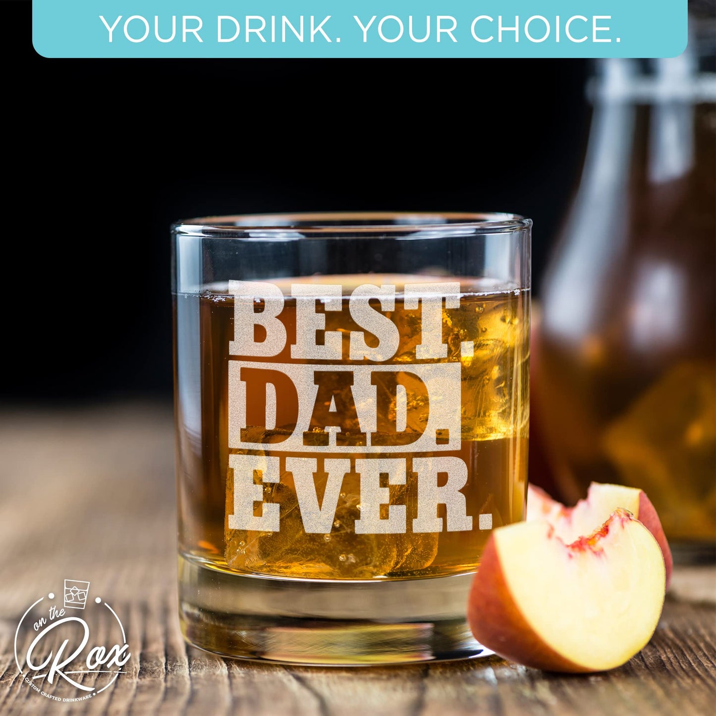 Whiskey Gifts for Dad- 11 Oz "Best Dad Ever" Engraved Whiskey Glass - Father's Day Gift, Dad Birthday Gifts From Daughter, Wife or Son - Bourbon Glass - Old Fashion Glass - 6 Designs To Choose From