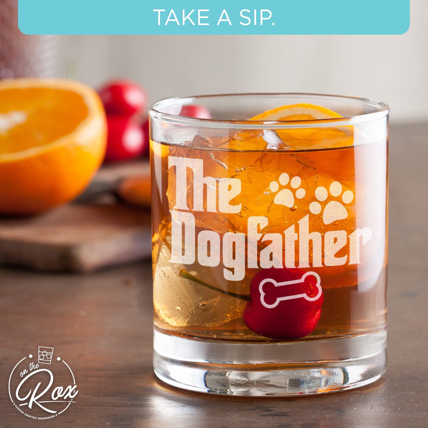 Whiskey Gifts for Dad- 11 Oz "Dog Father" Engraved Whiskey Glass - Father's Day Gift, Dad Birthday Gifts From Daughter, Wife or Son - Dad Bourbon Glass - Old Fashion Glass - 6 Designs To Choose From