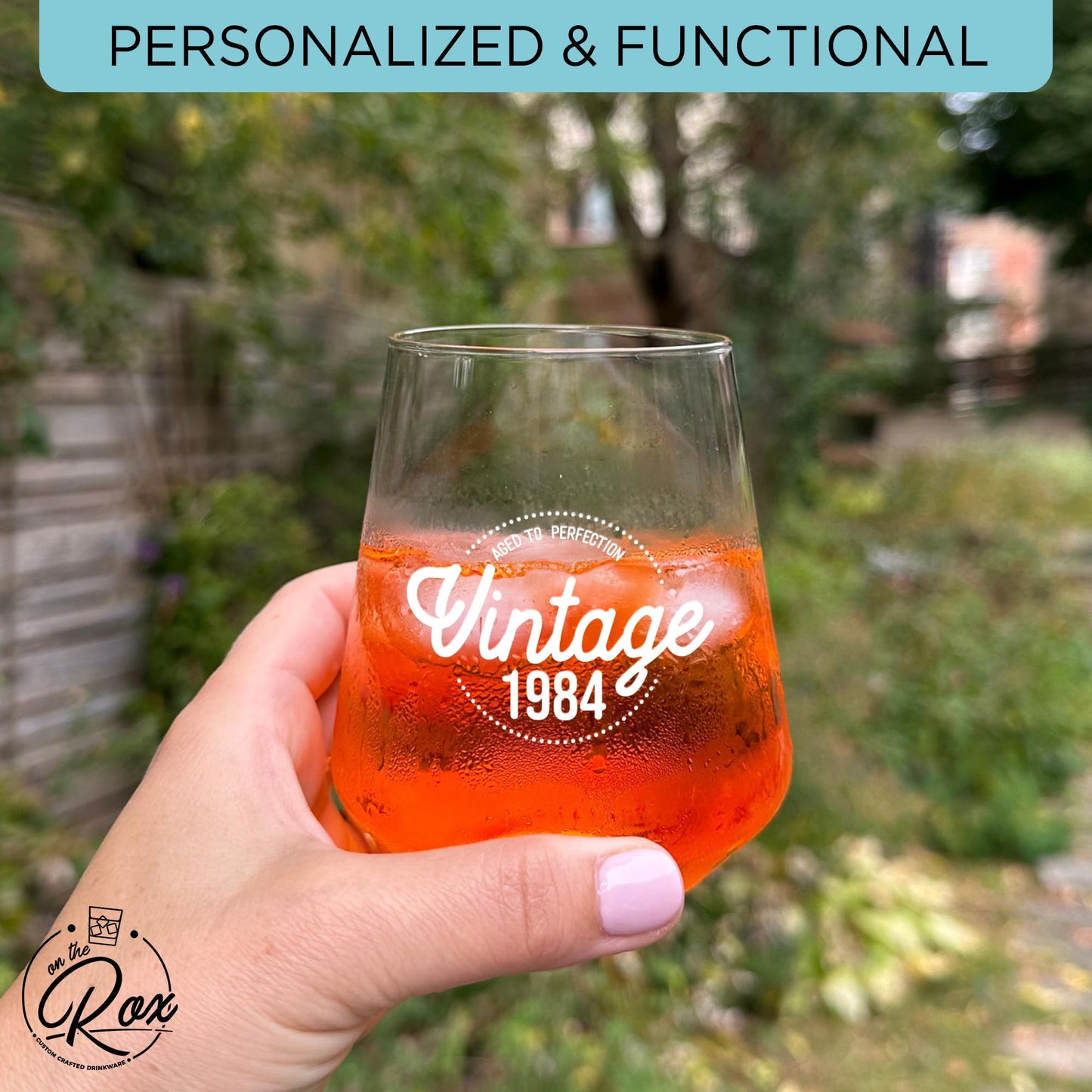 40th Birthday Gifts for Women and Men - 14oz Vintage 1984 40th Birthday Wine Glass - Dishwasher Safe Stemless Wine Glass for 40 Year Old Birthday Gifts for Women - 40th Birthday Gift Ideas -On the Rox
