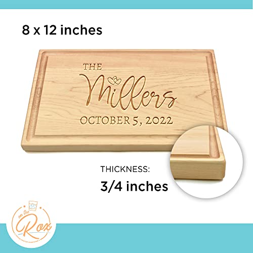 Personalized Gifts for Couples - Custom Engraved 12x8.25" Maple Cutting Board - 6 Designs - Wood Wedding Gifts with Initials - Handmade Wooden Charcuterie Boards by On The Rox