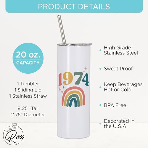50th Birthday Tumbler Gifts For Women, Men - 20oz 1974 Tumbler Cup Gifts For Her