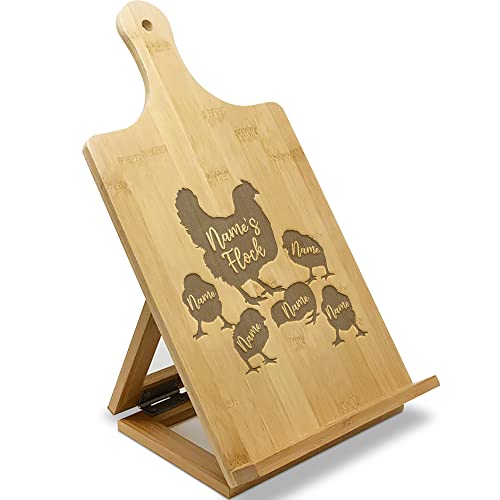 Personalized Gifts for Mom - Recipe Cookbook Stand - Custom Engraved Bamboo Book Holder for Kitchen Counter - Mother's Day Gifts for Moms and Grandma - Gifts from Daughter, Son and or Husband