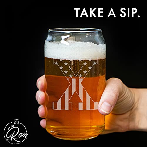 Monogram Beer Glasses for Men Women (A-Z) 16 oz - Beer Gifts for Men Brother Son Dad Neighbor - Unique Gifts for Him - Personalized Drinking Gift Beer Glass Mugs - Engraved Beer Can Glass ( X )