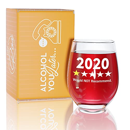 Funny Wine Glass Gift-"2020 One Star, Would NOT Recommend" - 17 Oz Stemless Wine Glass (2020-1 Star)