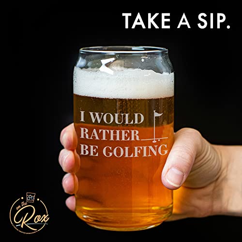 Golf Gifts For Men - “I Would Rather Be Golfing” 16 Oz Beer Glass - Golf Beer Can Glasses - Men’s Golf Drinking Accessories - Funny Golf Gifts for Dad, Husband, Brother, Friend