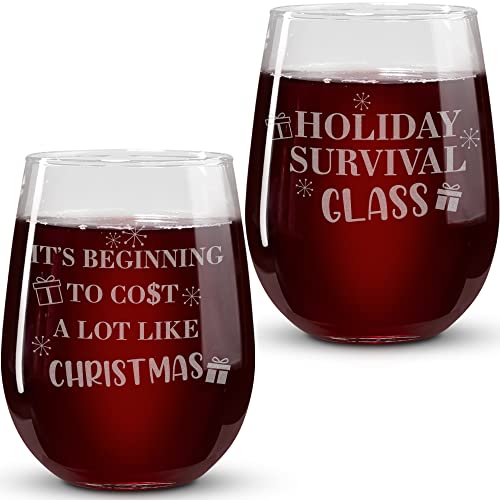 on The Rox Drinks Funny Christmas Beer Glasses - Reinbeer Holiday Beer Can Glass Set of 2 - Reindeer Holiday Gifts for Her - Christmas Drinking