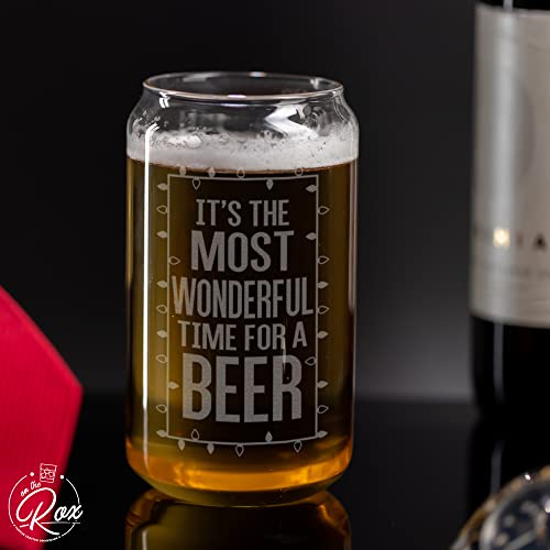Beer Can Glass-It's The Most Wonderful Time For A Beer-Funny Christmas Present for Men and Women