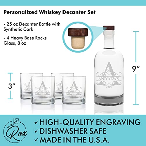 Whiskey Decanter Set for Men with 4 Glasses, Bourbon, Rum,  Scotch, Crystal Clear Decanter Sets - Whiskey Gifts for Men Dad Him  (Fashion Glass): Liquor Decanters
