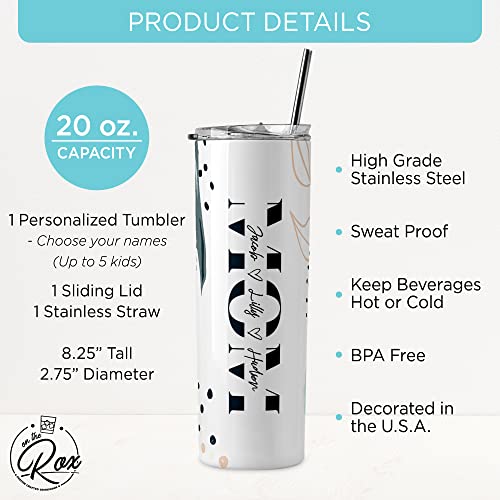 Personalized Tumbler Gifts For Mom- Custom Mom Cups From Daughter, Son, Husband - 1PC 20oz Stainless Steel Tumbler and Straw