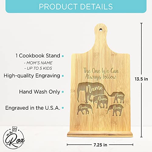 Personalized Gifts for Mom - Recipe Cookbook Stand - Custom Engraved Bamboo Book Holder for Kitchen Counter - Mother's Day Gifts for Moms and Grandma - Gifts from Daughter, Son and or Husband