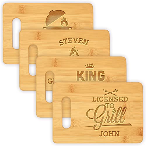 On The Rox Gifts for Dad - Beer and BBQ Cutting Board (9”x6”) - Personalized Gifts for Men - Engraved Bamboo Board for Grill Fathers, Papa, Stepdad - Best Dad Ever Birthday, Fathers' Day Gifts