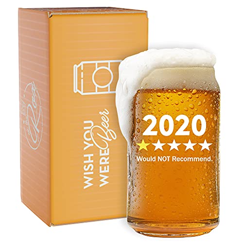 Funny Beer Glass Gift Set -"2020 One Star, Would NOT Recommend" - 16 Oz Beer Can Glasses (1)