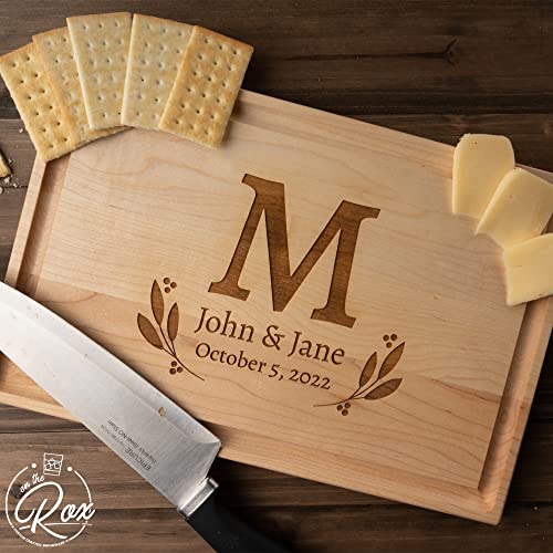 Personalized Gifts for Couples - Custom Engraved 12x8.25" Maple Cutting Board - 6 Designs - Wood Wedding Gifts with Initials - Handmade Wooden Charcuterie Boards by On The Rox