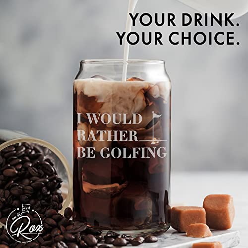 Golf Gifts For Men - “I Would Rather Be Golfing” 16 Oz Beer Glass - Golf Beer Can Glasses - Men’s Golf Drinking Accessories - Funny Golf Gifts for Dad, Husband, Brother, Friend