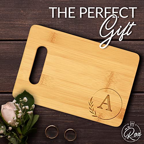 Personalized Cutting Boards - Small Monogrammed Engraved Cutting Board (A) - 9x6 Customized Bamboo Cutting Board with Initials - Wedding Gift - Wooden Custom Charcuterie Boards by On The Rox