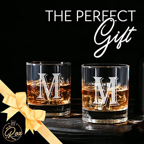 Monogrammed Gifts for Men - 4PC 11 Oz Custom Whiskey Glasses (M