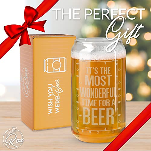 Beer Can Glass-It's The Most Wonderful Time For A Beer-Funny Christmas Present for Men and Women