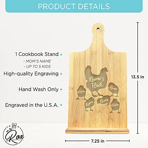 Personalized Gifts for Mom - Recipe Cookbook Stand - Custom Engraved Bamboo Book Holder for Kitchen Counter - Mother's Day Gifts for Moms and Grandma - Gifts from Daughter, Son and or Husband