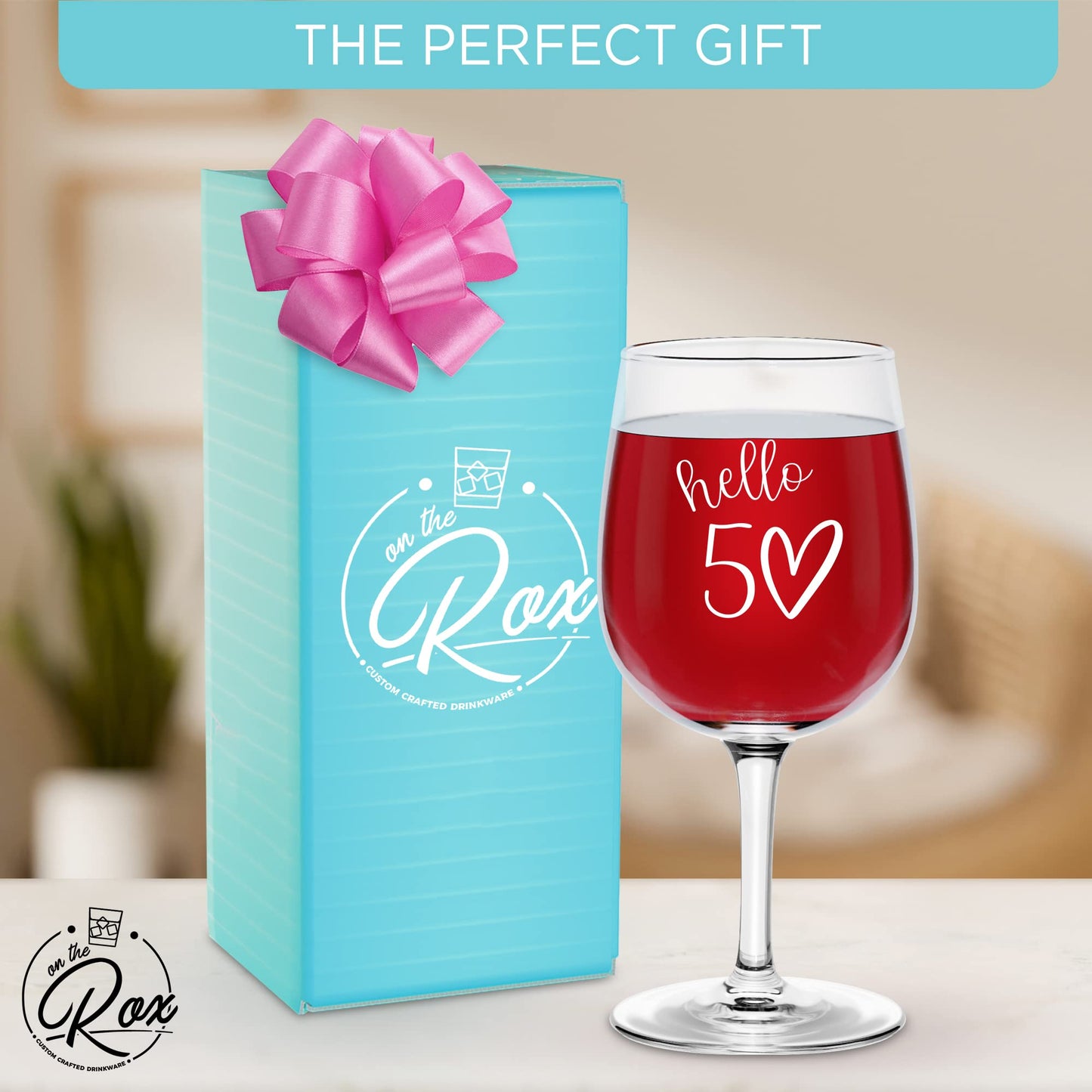 50th Birthday Gifts For Women - 12.75oz “Hello 50” Stemmed Wine Glass