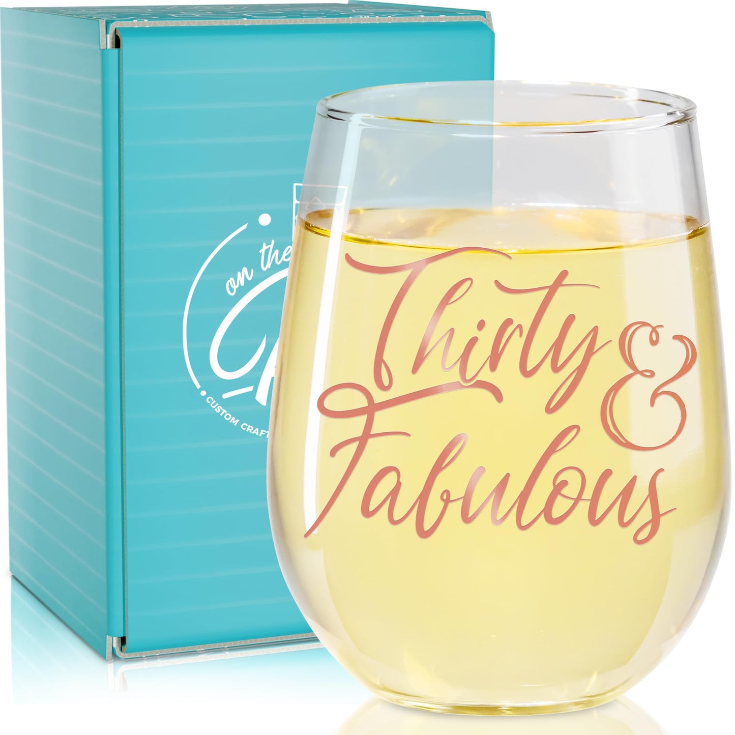 30th Birthday Gifts for Her - 30th Birthday Wine Glass - Bday Decorations 30 & Fabulous - 17 oz.