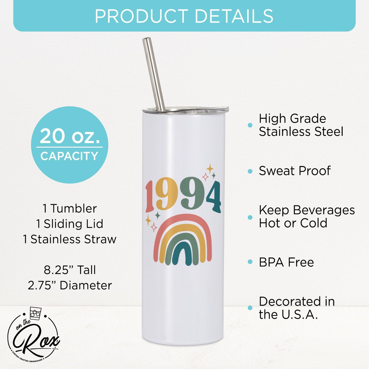 30th Birthday Tumbler Gifts For Women, Men - 20oz 1994 Tumbler Cup Gifts For Her
