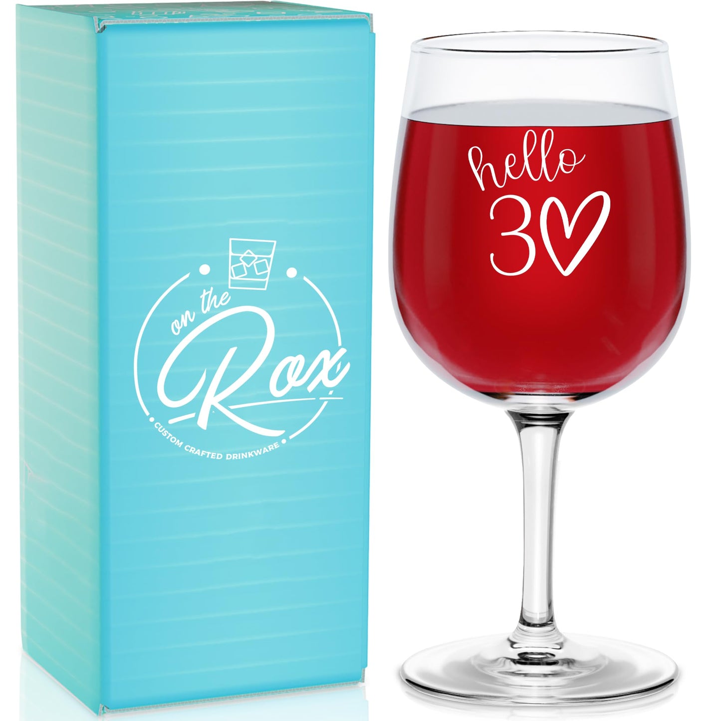 30th Birthday Gifts For Her - 12.75oz “Hello 30” Stemmed Wine Glass