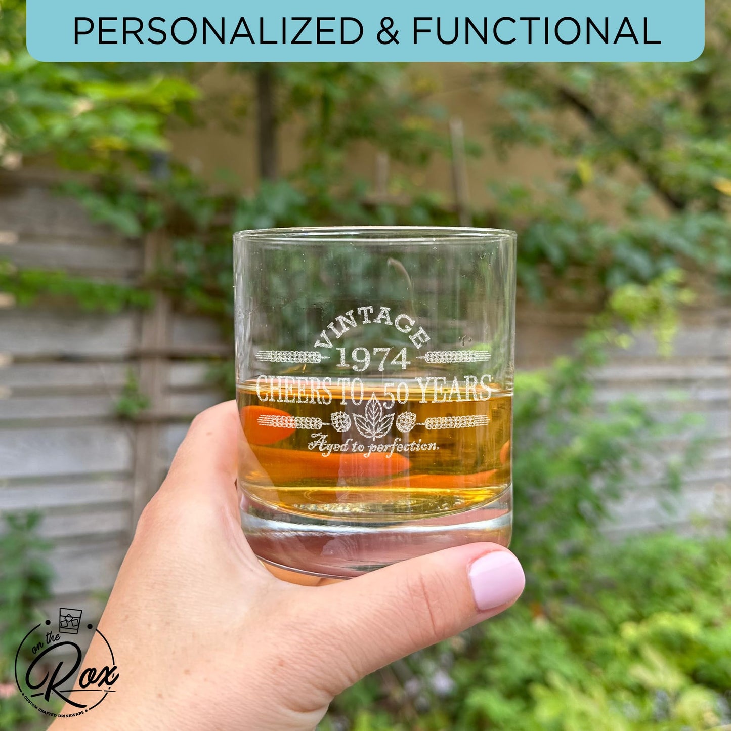 On The Rox 50th Birthday Gifts For Men & Women - 11 oz Whiskey Glass